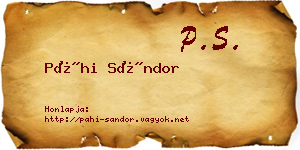 Páhi Sándor névjegykártya